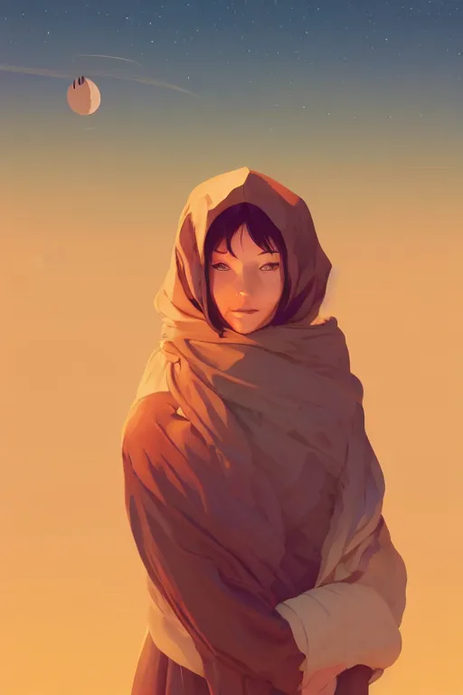 Image similar to single hermit in the desert, smooth face, centered median photoshop filter cutout vector behance hd by artgerm, jesper ejsing, by rhads, makoto shinkai and lois van baarle, ilya kuvshinov, rossdraws, illustration, art by ilya kuvshinov and gustav klimt