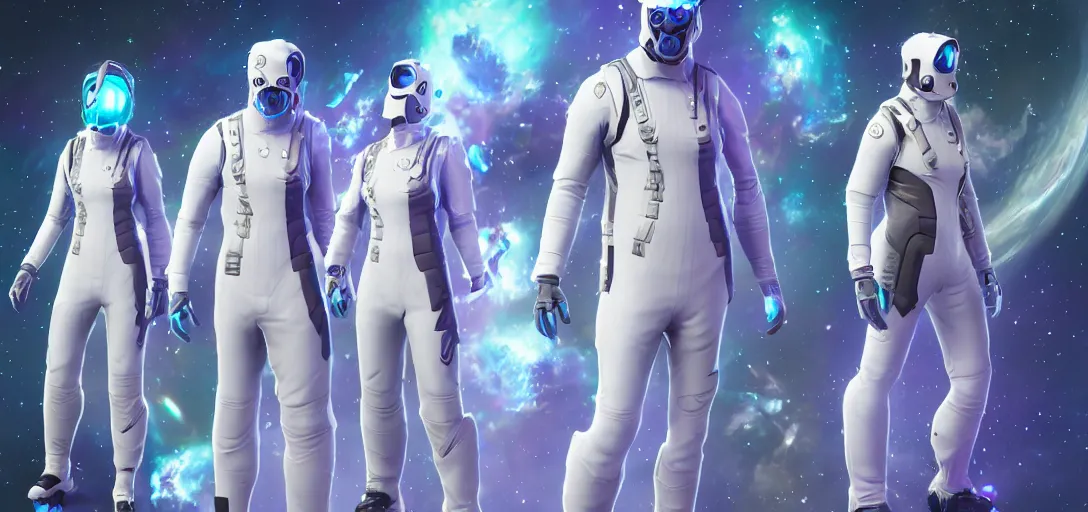 Image similar to character sheet concept art of a galaxy from fortnite wearing a white three - piece suit, realistic, hyperrealistic, photographic, costume, wlop, dan mumford, greg rutkowski, high detail, octane render, alexander mcqueen, james gurney, james jean, mucha, photo, 8 k, intricate