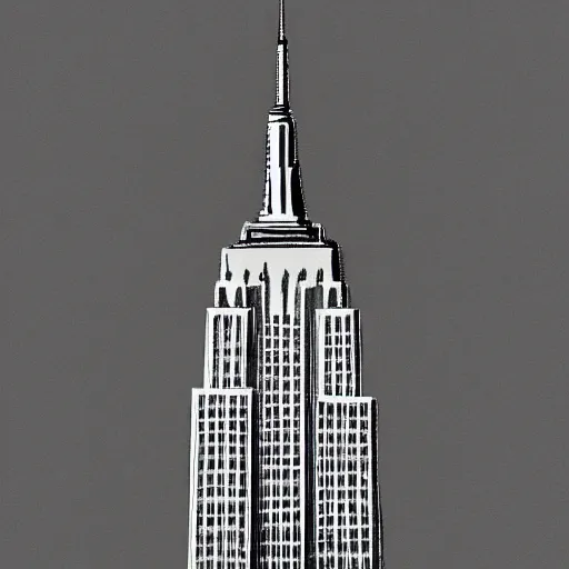 Prompt: pencil sketch of the empire state building, grey scale, detailed, intricate, visible pencil strokes, on paper background, 4 k