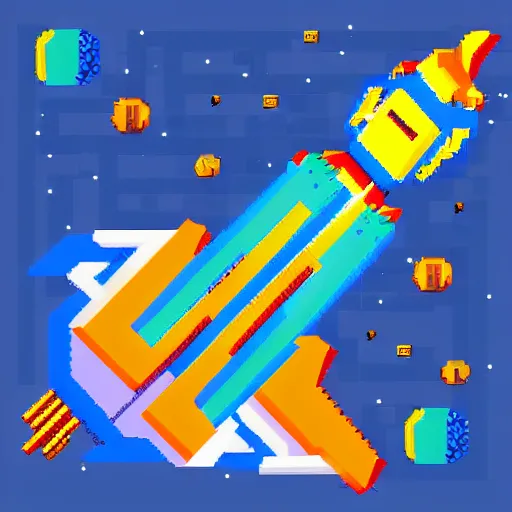 Image similar to spaceship traveling at light speed, sci fi, pixel art