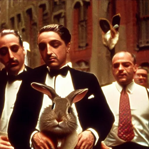 Prompt: a rabbit in the movie godfather