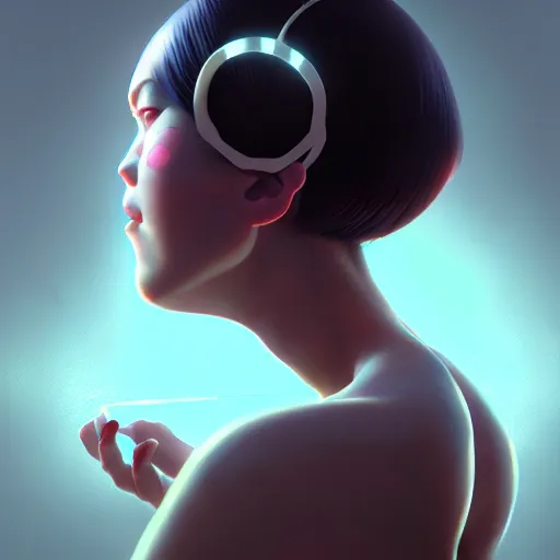 Image similar to girl large power cables going inside head by tom bagshaw and ilya kuvshinov, rtx rendering, octane render 1 2 8 k, maya, extreme high intricate details by wlop, digital anime art by ross tran, medium shot, close up shot, composition by sana takeda, dramatic lighting by greg rutkowski