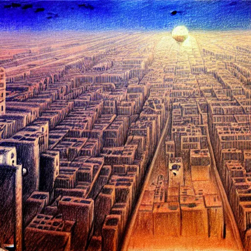 Image similar to a drawing of tel aviv, concept art by mikalojus konstantinas ciurlionis, pixiv, vorticism, concept art, dystopian art, official art