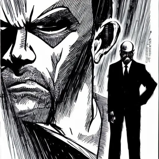 Image similar to Ben Bernanke looking sinister, by Tsutomu Nihei, highly detailed