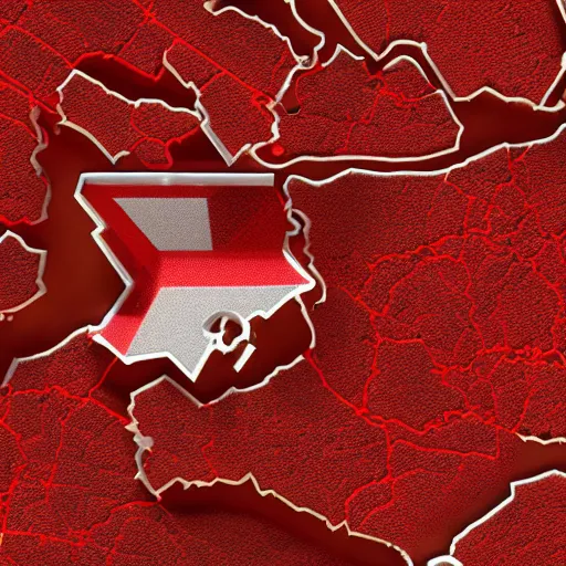 Prompt: spinning 3d Georgia (U.S. state) graphic render. 3d volume in the shape of Georgia, RED color