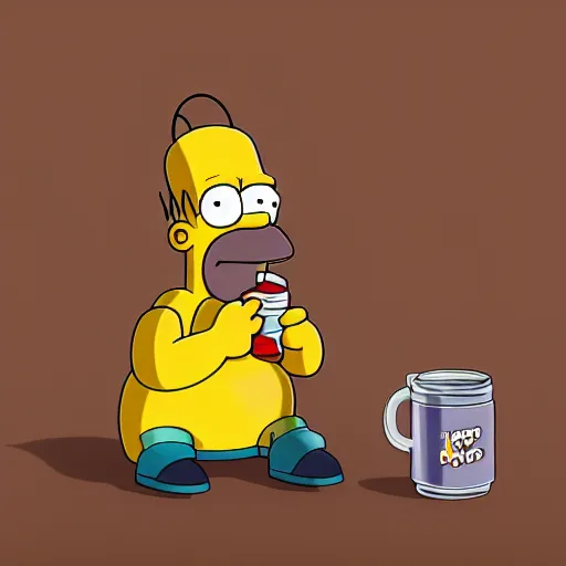 Image similar to Homer Simpson drinking a chocolate milkshake, hyperdetailed, artstation, cgsociety, 8k