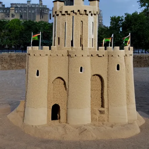 Prompt: full - size tower of london sandcastle