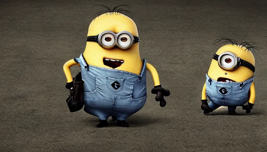 Image similar to the movie se7en!!!!!!!!! starring minions, movie still, directed by David fincher