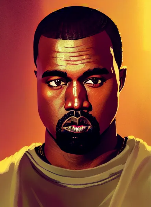 Image similar to highly detailed portrait kanye west detailed hands in gta v stephen bliss unreal engine fantasy art by greg rutkowski loish rhads ferdinand knab makoto shinkai lois van baarle ilya kuvshinov rossdraws tom bagshaw global illumination radiant light detailed intricate environment