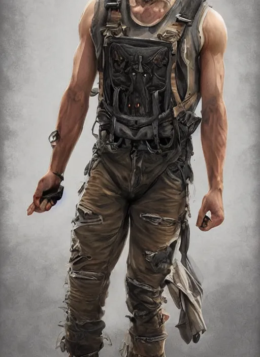 Prompt: digital _ painting _ of _ painted tank top, overalls and combat boots _ by _ filipe _ pagliuso _ and _ justin _ gerard _ symmetric _ fantasy _ highly _ detailed _ realistic _ intricate _ port