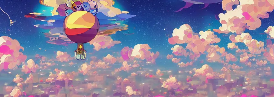 Image similar to tokyo sky by takashi murakami,, beeple and james jean, aya takano color style, 4 k, super detailed, night sky, digital art, digital painting, celestial, majestic, colorful