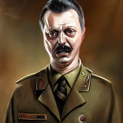 Image similar to Portrait of Igor Ivanovich Strelkov while he is calling for total war, photo-realistic, 2K, highly detailed, bodyhorror by H.R.Giger