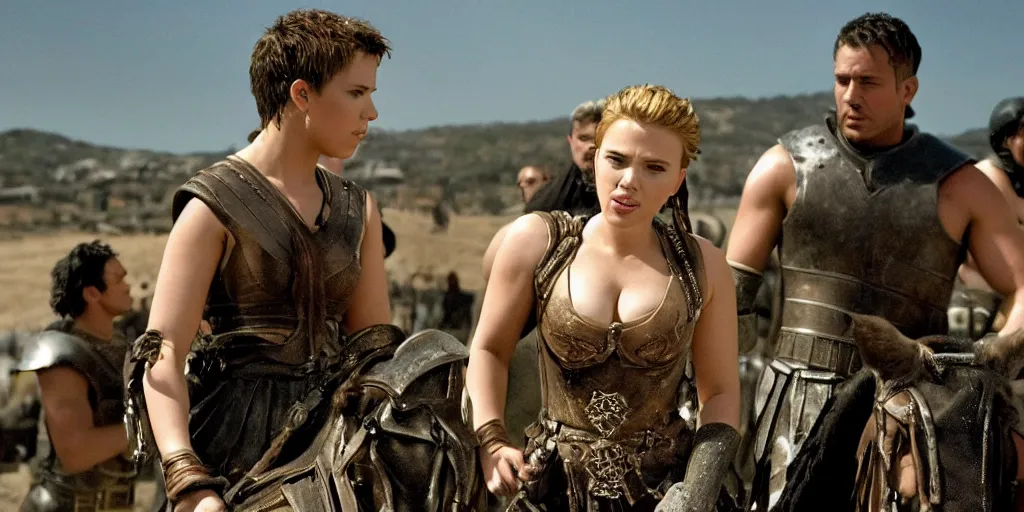 Image similar to Scarlett Johansson in a scene from the movie Gladiator