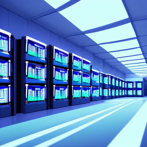 Image similar to hyperrealism detailed photography scene by stanley kubrick of highly detailed stylish detailed data center in 2 0 7 7 in josan gonzalez, gragory crewdson and katsuhiro otomo, mike winkelmann style with many details by josan gonzalez by laurie greasley, hyperrealism photo on dsmc 3 system, volumetric blue led light, rendered in blender