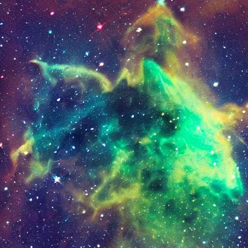 Image similar to a nebula in the shape of a frog