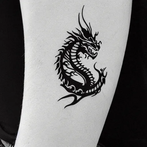 Image similar to A dragon tattoo, minimalistic, simplistic,