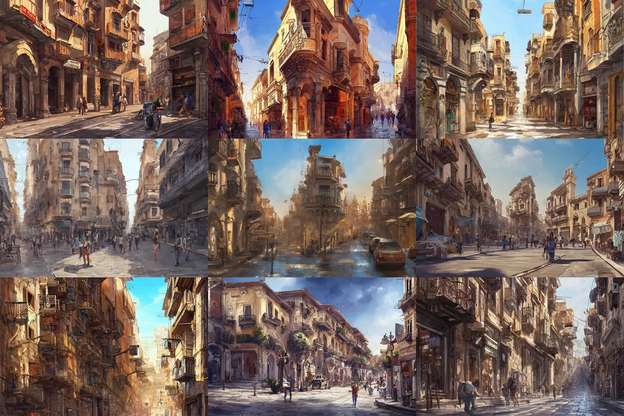 Prompt: painting of palermo city street, concept art, artstation, highly detailed