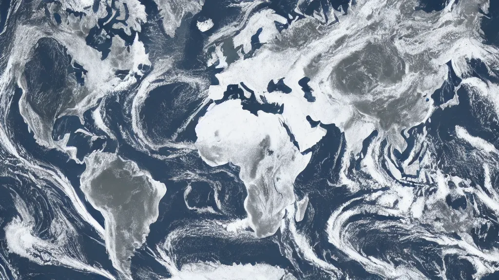 Image similar to digital painting of earth as seen from space covered in grey goop