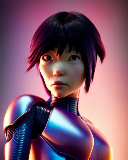 Image similar to weta disney pixar movie still portrait photo of motoko kusanagi the major ghost in the shell : : as cyborg woman by pixar : : by weta, wlop, ilya kuvshinov, rossdraws, artgerm, marvel, maxim cover, latex, octane render, sweaty, iridescent, bright morning, anime, liosh, mucha : :