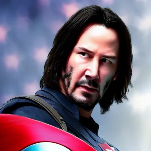 Image similar to Keanu reeves as Captain America 4K quality super realistic