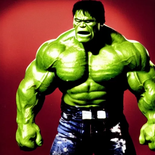 Image similar to film still of arnold schwarzenegger as the hulk