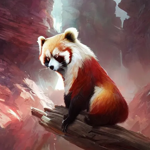 Image similar to red panda in white coat as apex legends character, digital illustration portrait design, by android jones and greg rutkowski, retrowave color scheme, detailed, cinematic lighting, wide angle action dynamic portrait