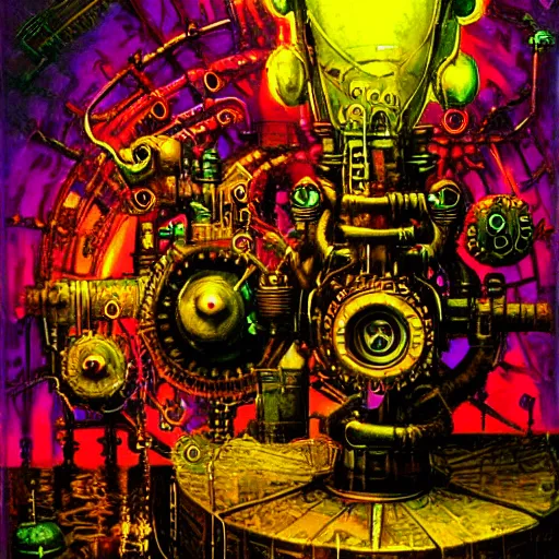 Image similar to steampunk rat, acid, 303, psychedelic, by paul lehr