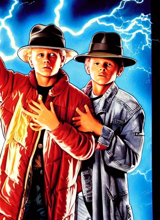 Image similar to movie poster by drew struzan for the back to the future ii.