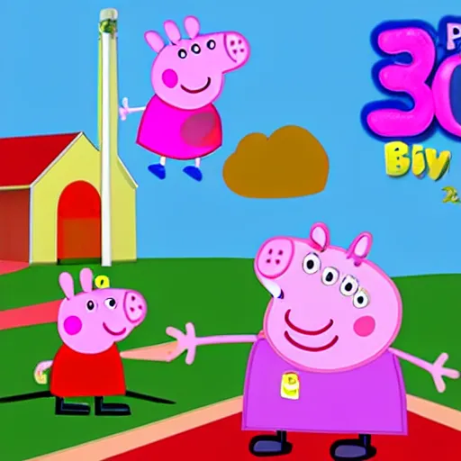 Prompt: peppa pig in 3 d