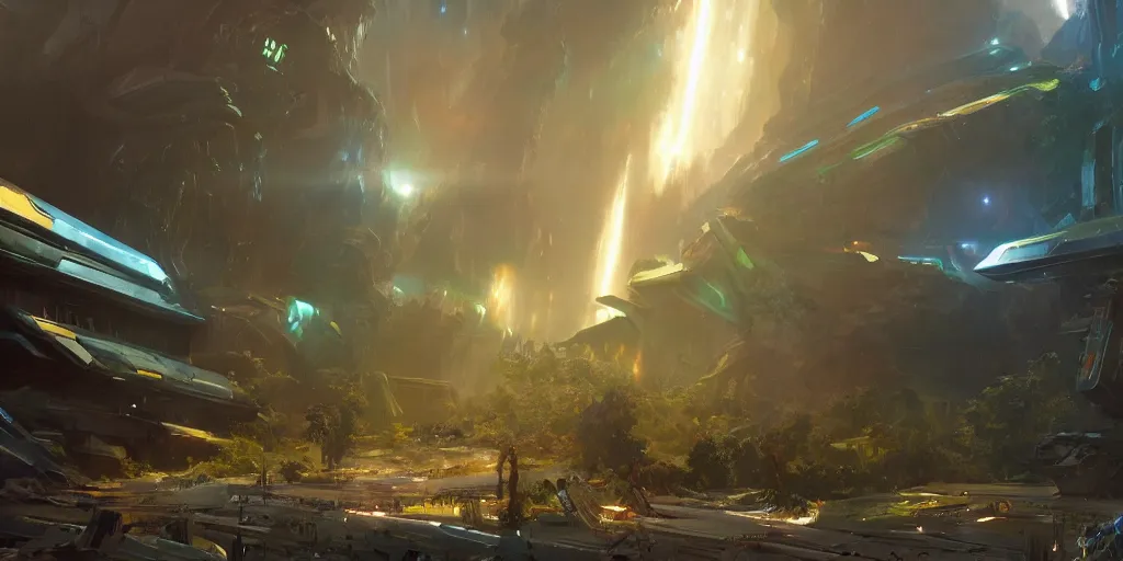 Image similar to an environmental concept art of guardians of the galaxy, environmental light, cinematic by francis tneh