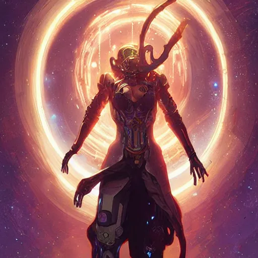 Image similar to cyborg warlock entanglement milky way, epic lighting, sketch illustration, concept art, ultra detailed, art by artgerm and greg rutkowski and alphonse mucha