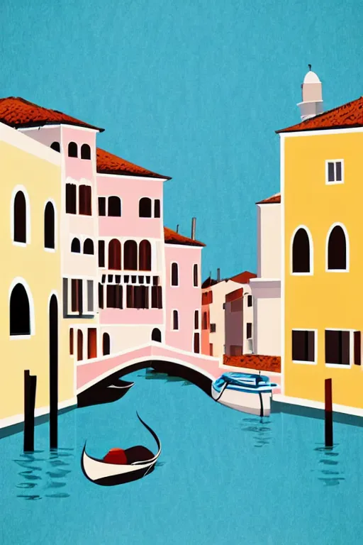 Image similar to minimalist boho style art of colorful venice, illustration, vector art