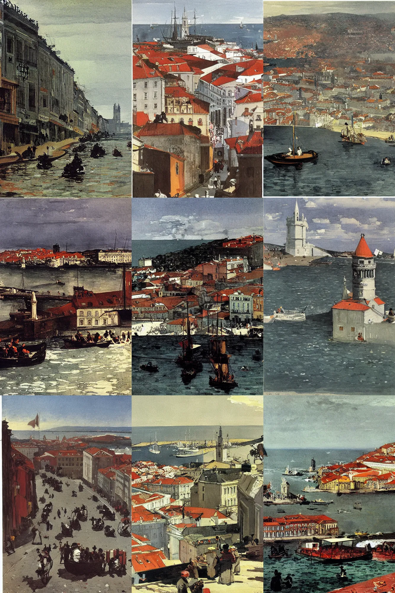 Prompt: extremely hyperdetailed The City of Lisbon by winslow homer