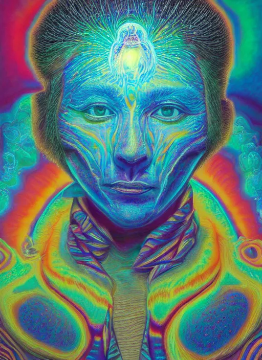 Image similar to portrait ultra dimensional indigenous native, accidentally tripping on dmt and acid, psychedelic experience, overwhelming psychosis of self realization and burning awakening, ultra high definition, unreal engine 5, hyperrealism, masterpiece composition, by casey weldon, barclay shaw
