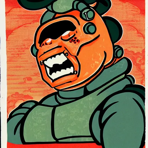 Prompt: Doom Guy in the style of Ukiyo E