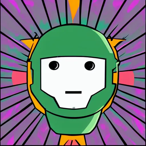 Prompt: paranoid android, line vector Art