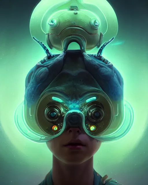 Image similar to one singular portrait of a cute bioluminescent creature, pulp scifi, highly detailed, digital painting, moody cinematic lighting, hyperrealism, dark retrowave, art by stanley lau and artgerm and magali villeneuve and alphonse mucha, artstation, octane render, cgsociety