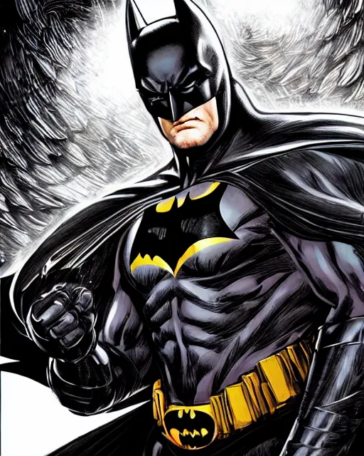 Image similar to Batman by Yoshitaka Amano 4k hyper detailed trending on artstation