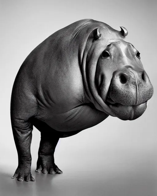 Image similar to madonna ciccone as an African Hippo, Photorealistic, photographed in the style of Annie Leibovitz