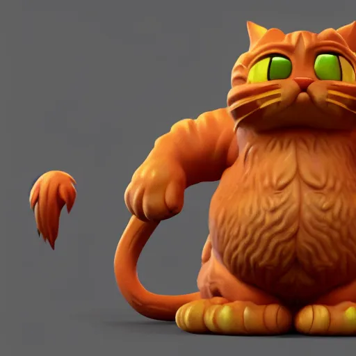 Image similar to garfield as final fantasy boss, garfield the cat as a boss in the video game final fantasy, 3 d render, unreal engine, path tracing