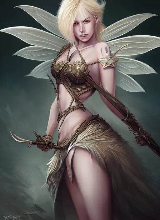 Image similar to blonde combat fairy venizian era, dark fantasy, extremely detailed, sharp focus, portrait, smooth, digital illustration, by rossdraws, frank franzzeta