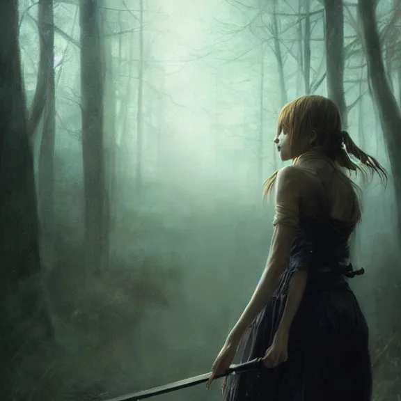 Prompt: a girl from final fantasy live action, movie still from the walking dead, evocative, mystical night, sharp focus, very very very very detailed, award winning, masterpiece digital painting by greg rutkowski, alex grey, marc adamus, beautiful dramatic lighting, artstation, 4 k wallpaper, style by peter deligdisch, peterdraws