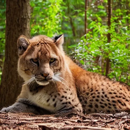 Image similar to big cat sitting in forest