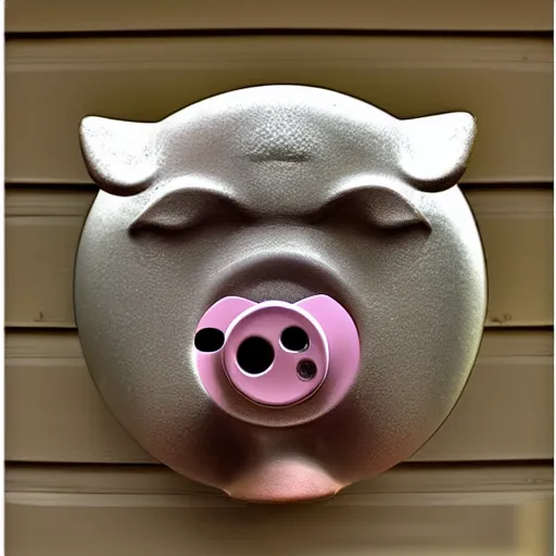 Image similar to man with the face of a pig staring into a ring doorbell camera