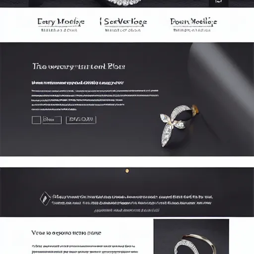 Image similar to landing page of a modern and elegant jewelry, web design, concept