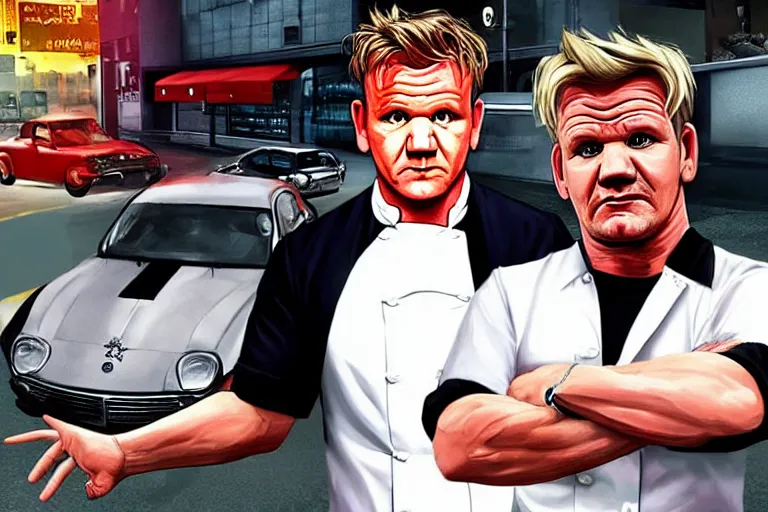 Image similar to gordon ramsay as gta art,