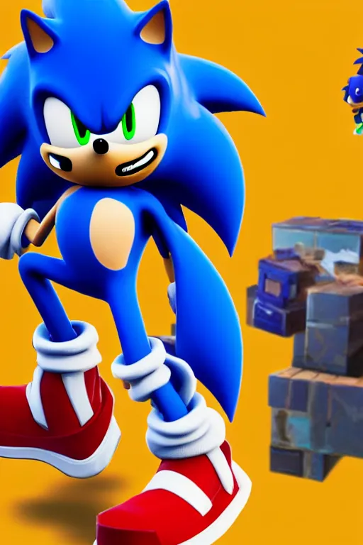 Image similar to sonic in fortnite, fortnite promotion