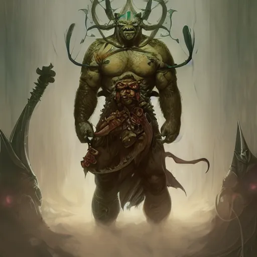 Image similar to Orc warrior, symmetrical, D&D character art, portrait, digital painting, Nekro, Peter Mohrbacher, Alphonse Mucha, Brian Froud, Yoshitaka Amano, Kim Keever, Victo Ngai, James Jean