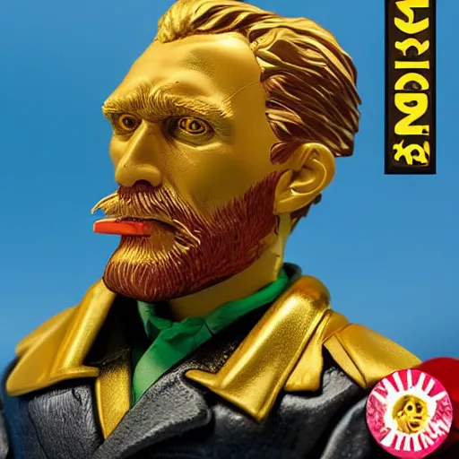 Image similar to van gogh ( gold teeth ) stop motion vinyl action figure, plastic, toy, butcher billy style