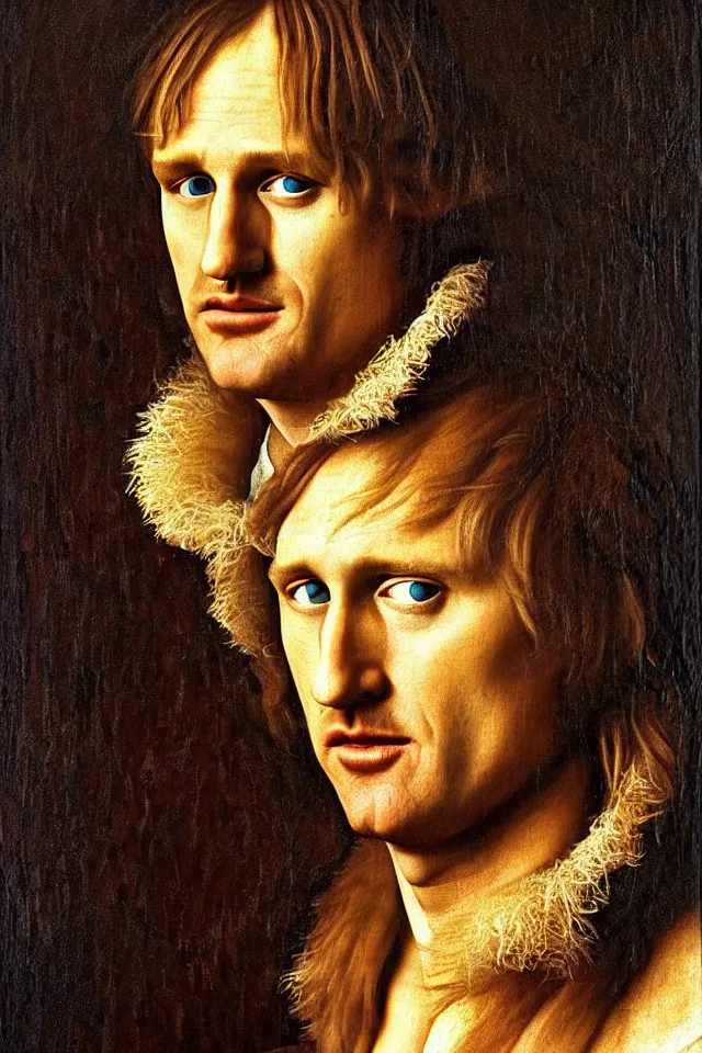 Prompt: bizarre renaissance portrait of owen wilson in a sea of thousands of highly detailed potatos, dramatic cinematic lighting, 8 k, beautiful intricate painting